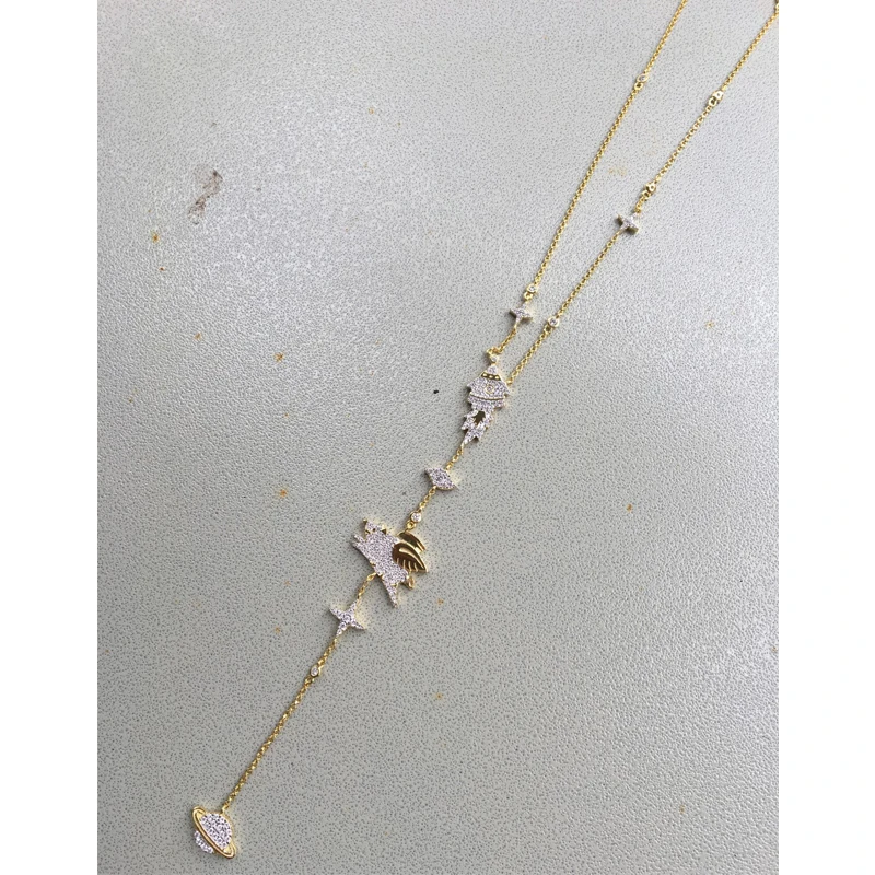 

925 Sterling Silver Inlaid Zircon Fashion Flying Pig Necklace for Monaco Jewelry with Ladies Party Gift
