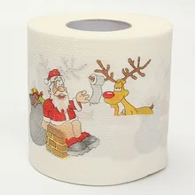 1 рулон, Санта Клаус, печатная Рождественская туалетная бумага, тканевый стол, украшение для рождественской вечеринки, Крафтовая бумага