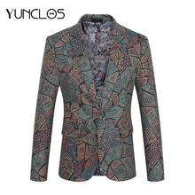 YUNCLOS модные Для мужчин; костюм с рисунком пиджак Slim Fit мужской костюм куртки Демисезонный Повседневное Свадебная вечеринка Блейзер Куртки для Для мужчин