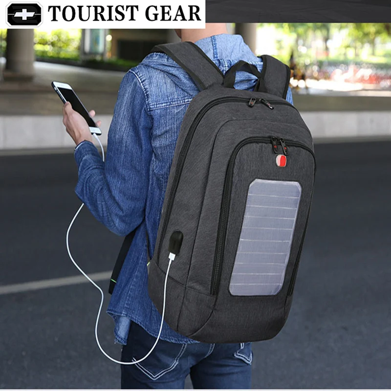 Солнечная приведенная в действие дизайнерский мужской рюкзак для mochila usb зарядки