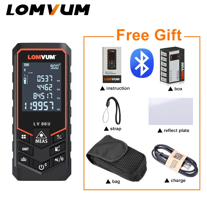 LOMVUM New Arrival Bluetooth USB Laser Rangefinders Digital Laser Distance Meter Distance Battery-powered Measurer Laser LOMVUM New Arrival Bluetooth USB Laser Rangefinders Digital Laser Distance Meter Distance Battery-powered Measurer Laser