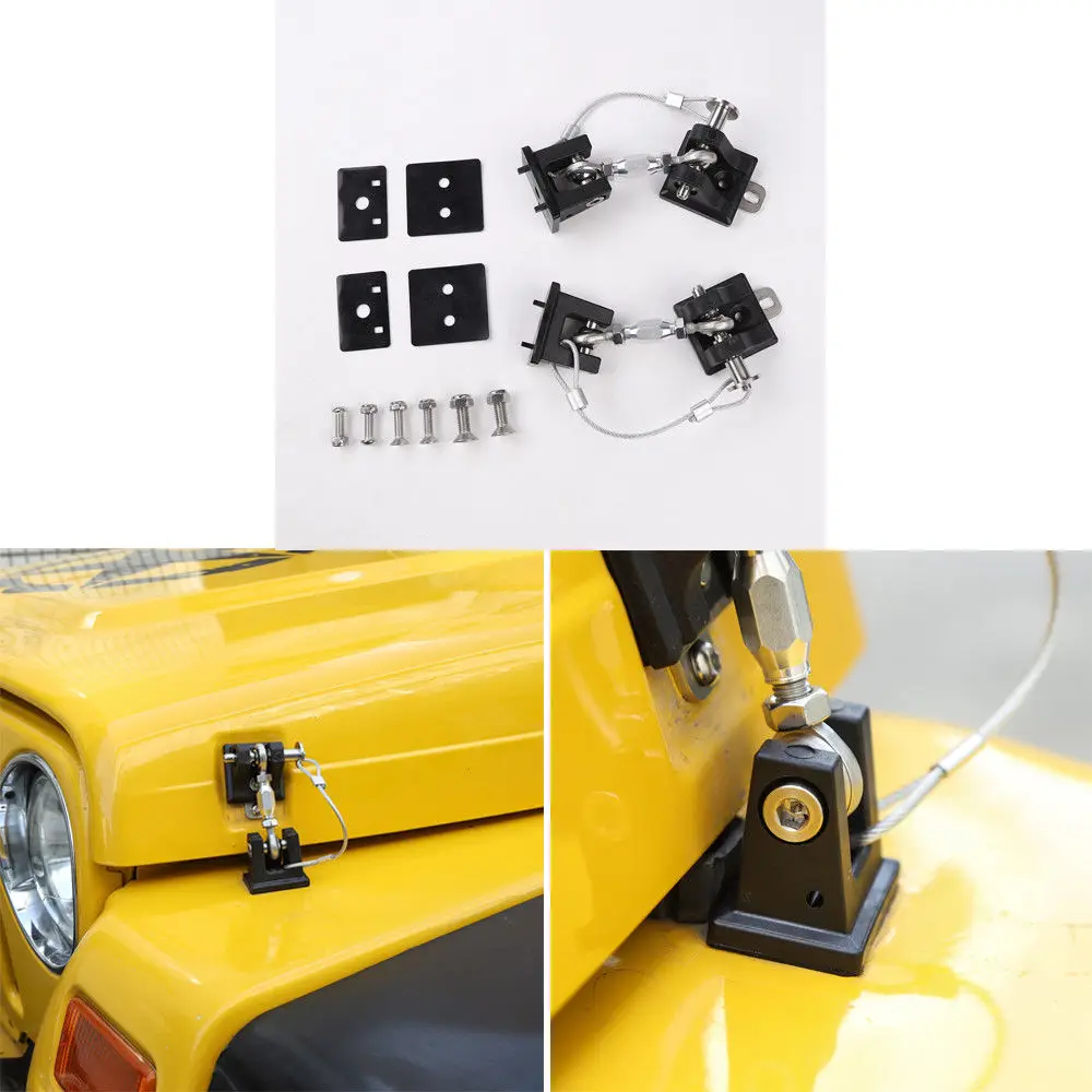 

Set of 2 Heavy Alloy Hood Latch Catch & Bracket For 1997-2006 for Jeep Wrangler TJ