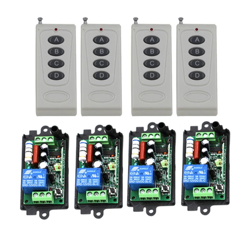 1CH RF New 220V 110V Wireless with 2 Working Ways Remote Control Switch 4 Receiver Transmitter Learning Code 315/433 MHz 4233 |