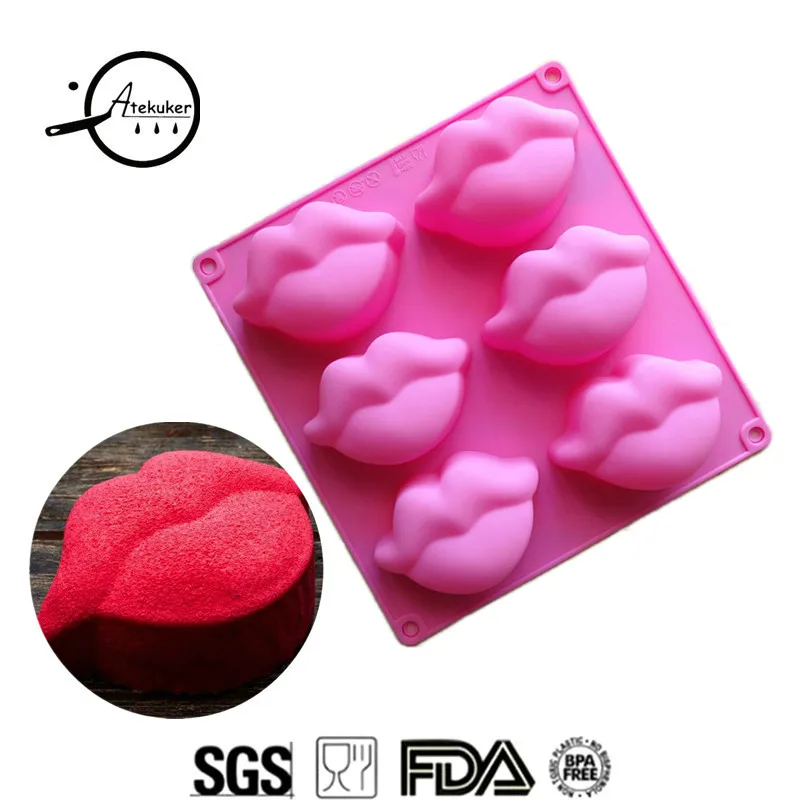 

Atekuker Lips Shape Silicone Molds For Baking Mousse Cake Handmade Soap Mold Cake Form Bakeware Jelly Moulds Pastry Tools