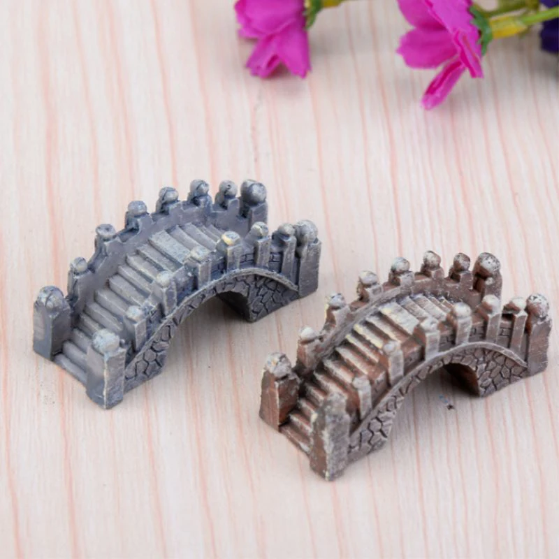 

New Moonvvin Artificial Vintage Bridge Mini Craft Miniature Fairy Garden Home Decoration Houses Micro Landscaping Decor P10