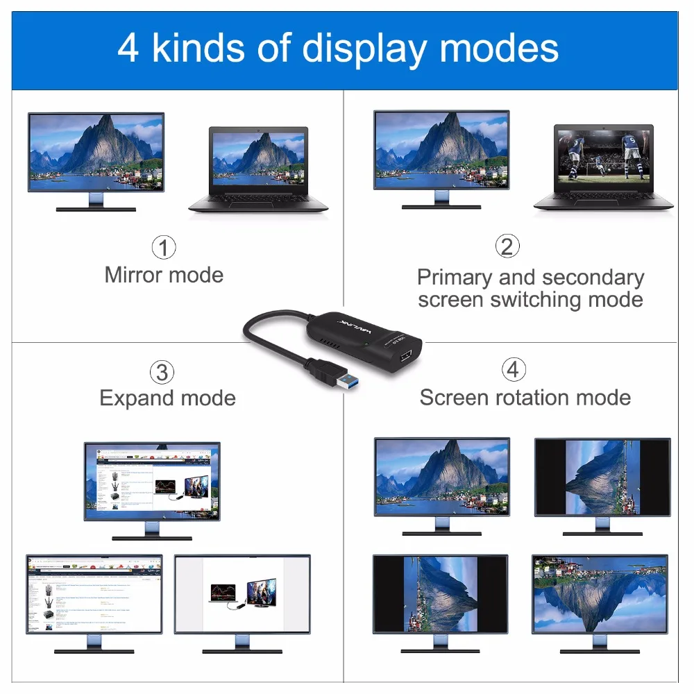 Wavlink USB 3,0 к HDMI видео графический адаптер Дисплей несколько мониторов 1080P внешняя видеокарта поддержка расширения/зеркальный режим