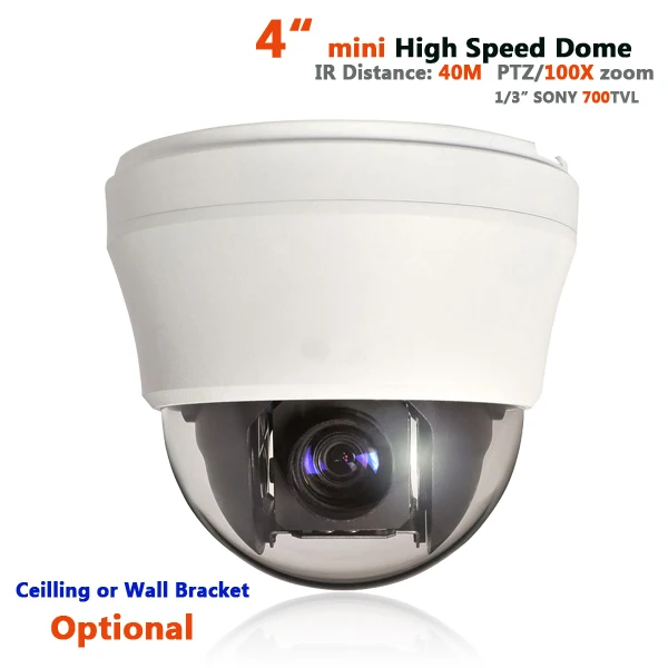 100X digital Zoom Mini PTZ Speed Dome optical 10X 700TVL SONY EFFIO Security Camera pan tilt keyboard control build in osd