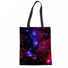 Многоразовые парусиновые сумки для покупок для женщин женская большая продуктовая Холст сумка Galaxy Космические складывающиеся сумки Женская эко-сумка