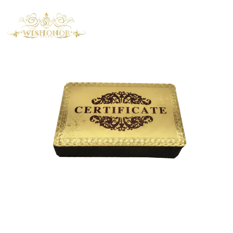 

Wishonor 50pcs/lot Nice Certificates of Authenticity 99.9% 24 Carat Gold Certification For Beautiful Gifts And Collection