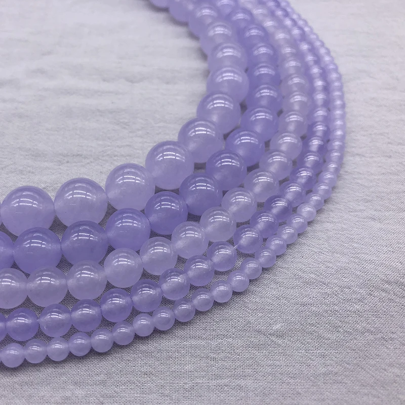 Natuursteen Lavendel Violet Chalcedoon Jades Ronde Losse Kralen 4 6 8 10 12MM Fit DIY Armband sieraden Maken Deel