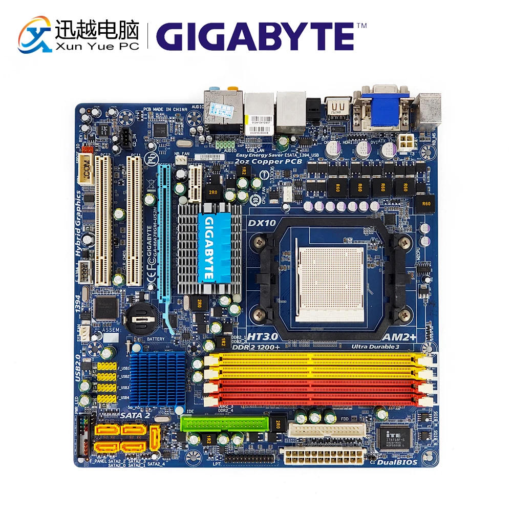 

Gigabyte GA-MA78GM-US2H Desktop Motherboard MA78GM-US2H 780G Socket AM2 AM2+ AM3 Phenom FX X4 X3 DDR2 16G SATA2 USB2.0 Micro-ATX