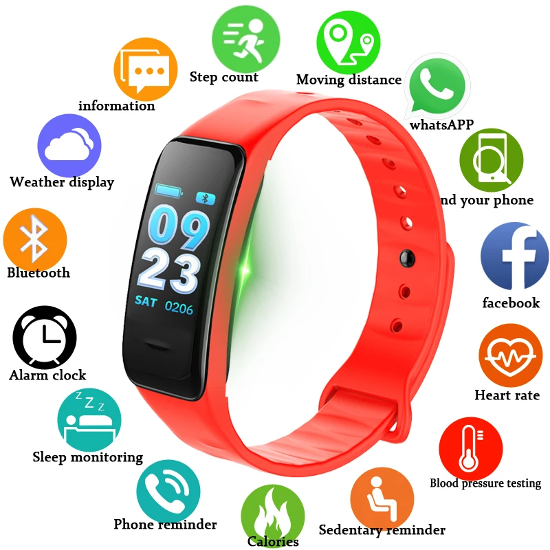 

BANGWEI Sport Bracelet Watch Women Men LED Waterproof Smart Wrist Band Heart rate Blood Pressure Pedometer Clock For Android iOS
