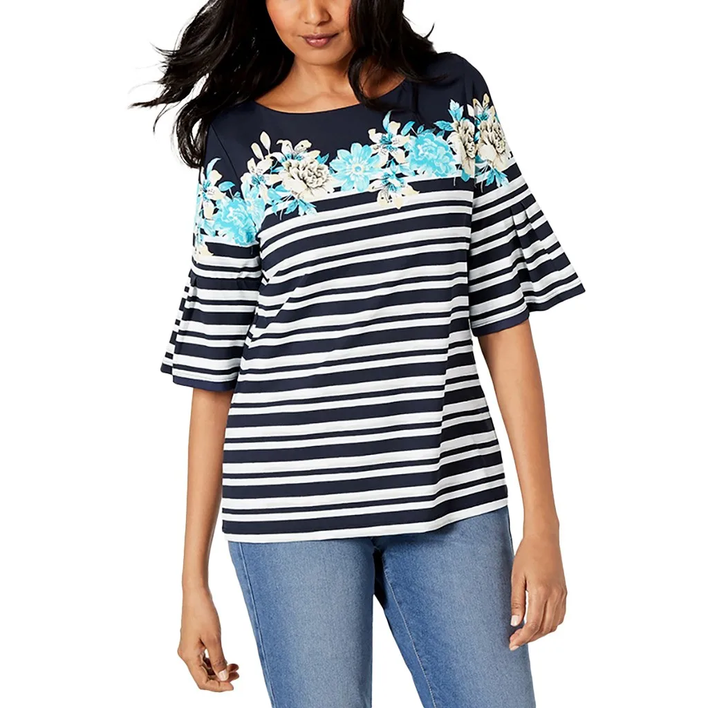 

Women Maternity Casual T-shirt Short Sleeve Print Pregnant Women Breastfeeding Tops Stitching T-shirt Pregnancy Clothes #LR4