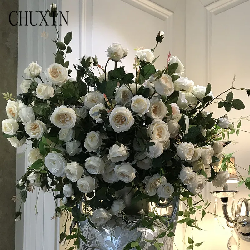 

6 flower head DIY simulation silk rose home bedroom living room decoration artificial flower hotel table decoration 95cm
