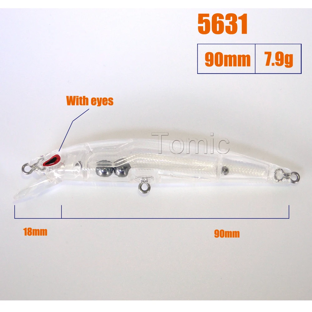 Tomic 10 шт. 90 мм Морской пресноводный Неокрашенный пластик рыболовная приманка DIY пустой корпус жесткие приманки плавающий погремушка Гольян кривошипно