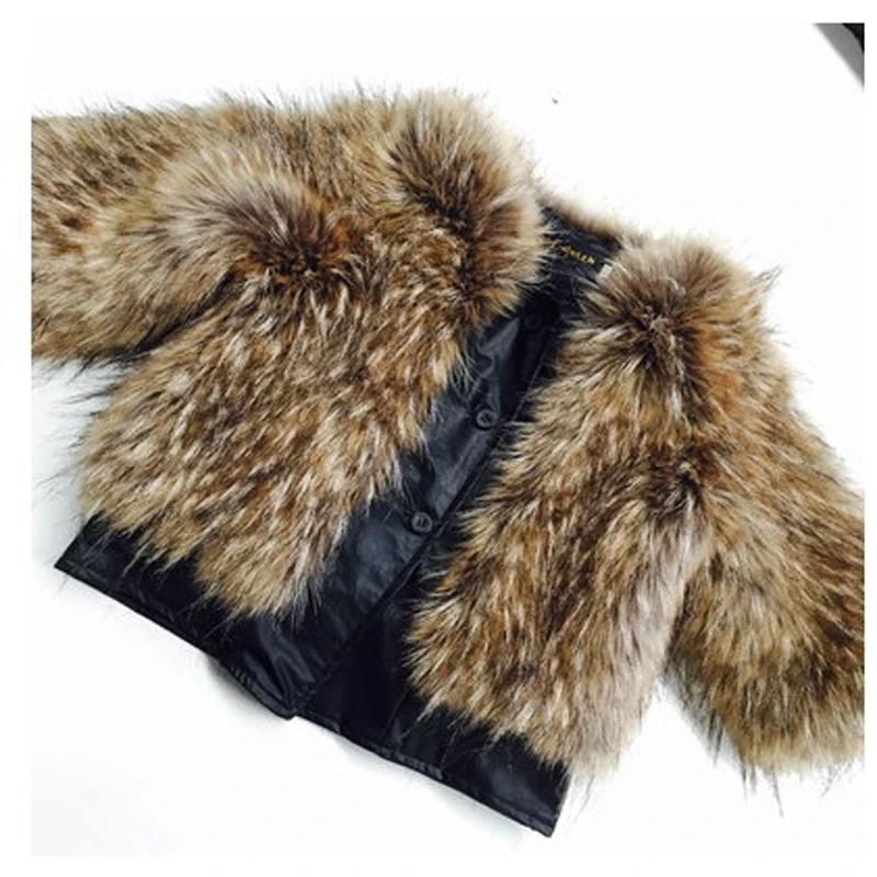

Winter children's fur coat imitation fox fur stitching pu one children's jacket 2018 spring and autumn new thick warm FPC-255