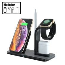 Беспроводная быстрая подставка Ascromy Qi для док-станции 4 в 1 зарядное устройство для Iphone XS MAX XR 8 Plus X Apple Watch Series 4 3 2 Airpods