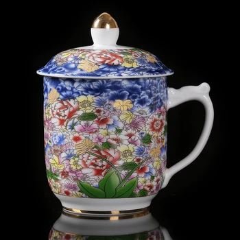 

Jingdezhen Enamel Blue And White Ceramic Silver Cup Pure Silver Health Cup Office Tea Cup Large Capacity Water Cup With Lid