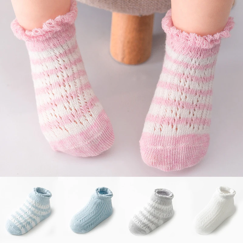 Spirng large mesh breathable thin cotton baby socks children newborn high quality socks non-slip plastic floor socks 2019