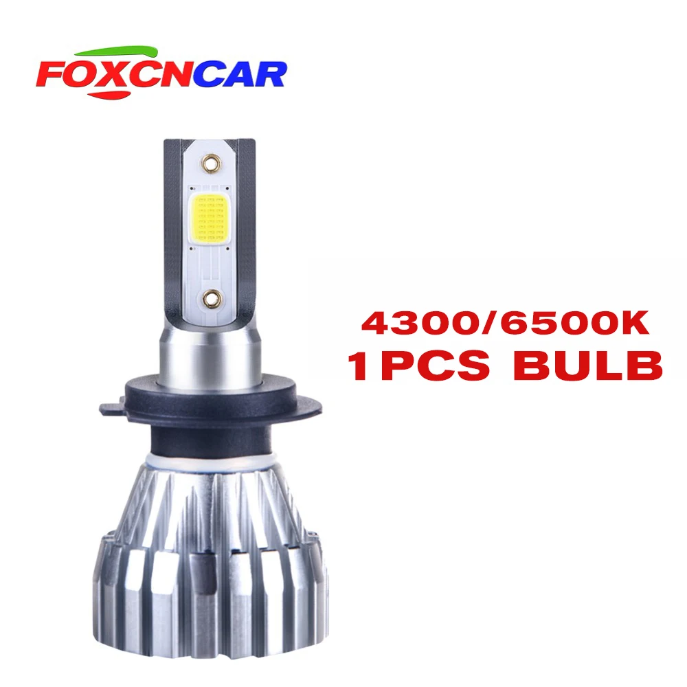 Foxcnsun 1 шт. H7 H4 светодиодный 4300K 6500K Автомобильные фары лампы 50 Вт 5000LM 12V