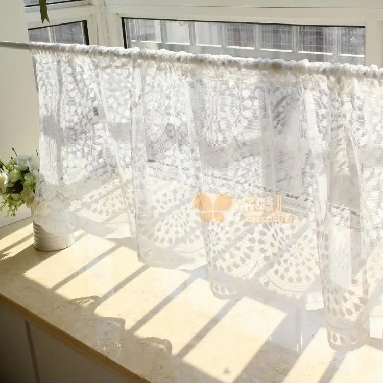 

Europe Tulle White Green Lace Short Curtain Coffee Cabinet Embroidered Window Valance For Living Room Kitchen Home Decoration