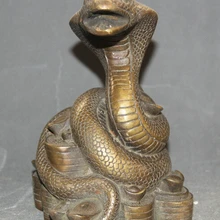 Bi00360" Китайский Фэн-Шуй Бронзовый Зодиак Год Глаз Змея Богатство Деньги Статуя Скульптура