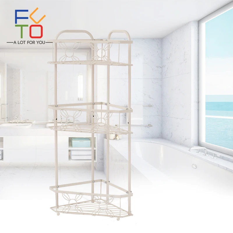 

Bathroom 3 Layers Corner Shelf Kitchen Spice Oil Bottle Storage Rack Iron Adjustable Standing Multifunction Shelving