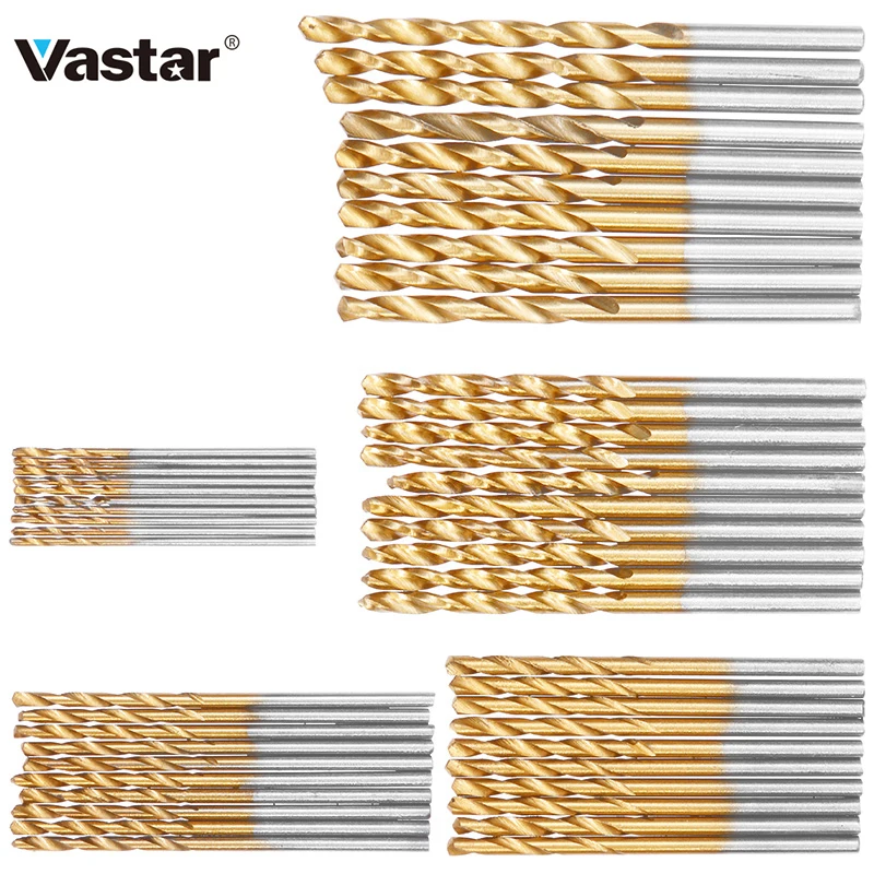 

Vastar 50Pcs Titanium Coated Drill Bits HSS High Speed Steel Drill Bits Set Tool High Quality Power Tools 1/1.5/2/2.5/3mm