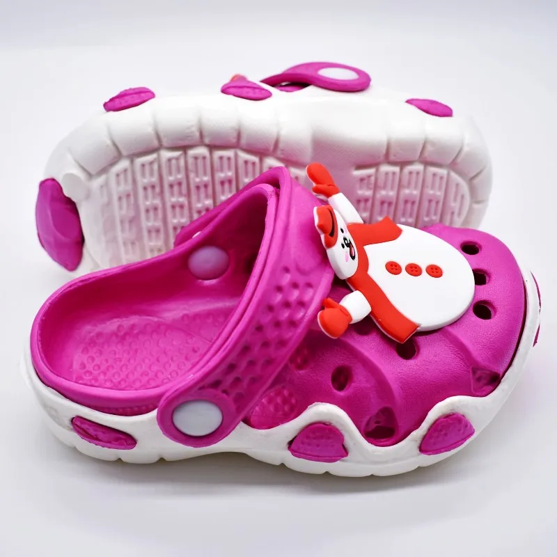 Детская Рождественская серия фуксия и Розовая обувь для девочек; мягкие садовые сабо EVA; удобные тапочки для дома и улицы - Цвет: Fushia 2