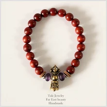 Wholesale Tibetan Buddhism Ren Sanders Wood Mala Beads Women Men ‘s Bracelets Beaded OM Healing Jewelry Lucky Bracelets Handmade