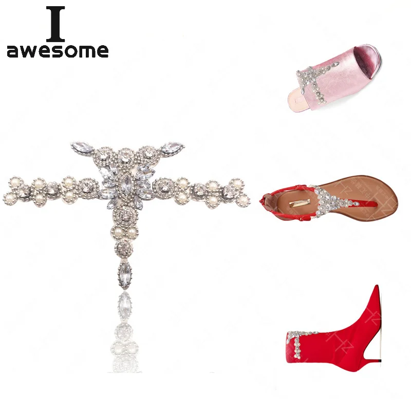 

Shining Rhinestone Wedding Party Shoes Accessories For High Heels Sandals Boots Shoes DIY Crystal Beading Shoe's Decorations