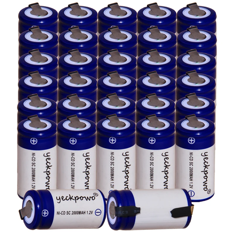 

yeckpowo 32 pieces SC battery 1,2v batteries nicd rechargeable for power tools 2000mAh for drill screwdriver real capacity