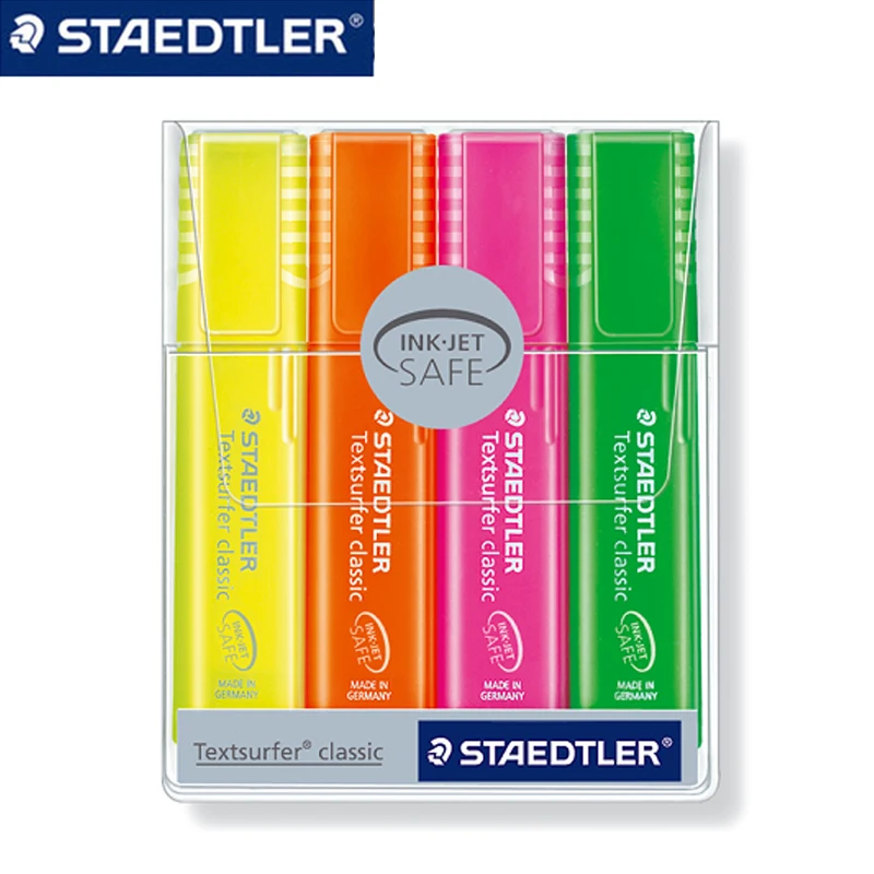 STAEDTLER 364 PWP4 текстовыделители Популярные Конфеты Цвет Маркер косой наконечник текстовыделители флуоресцентная ручка, канцелярские принадлежности для офиса школы S