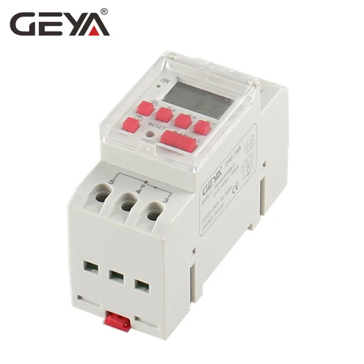 GEYA THC 15 Din Rail DC Timer Switch Weekly Programmable LCD Digital Timer Switch 12V 24V 110V