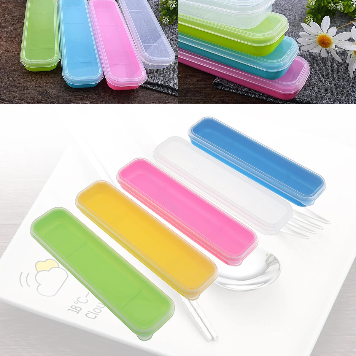 

5 Colour Universal Portable PP Transparent Split-type Cutlery Receptacle Tableware Storage Box