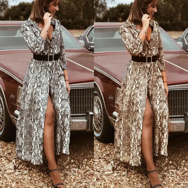 

Thefound Women's Snakeskin Loose Blouse Summer Boho Shawl Kimono Dress Long Cardigan Tops