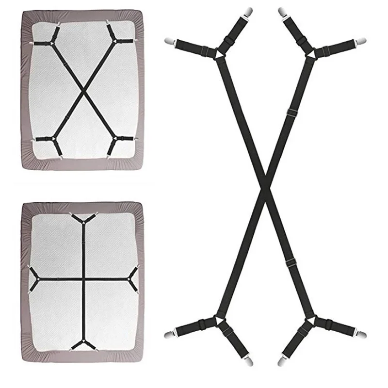 

2Pcs/Set Bed Sheet Clips Fixing Clip 4 Corners Non Slip Home Mattress Suspenders Straps Long Elastic Adjustable Blankets Clips