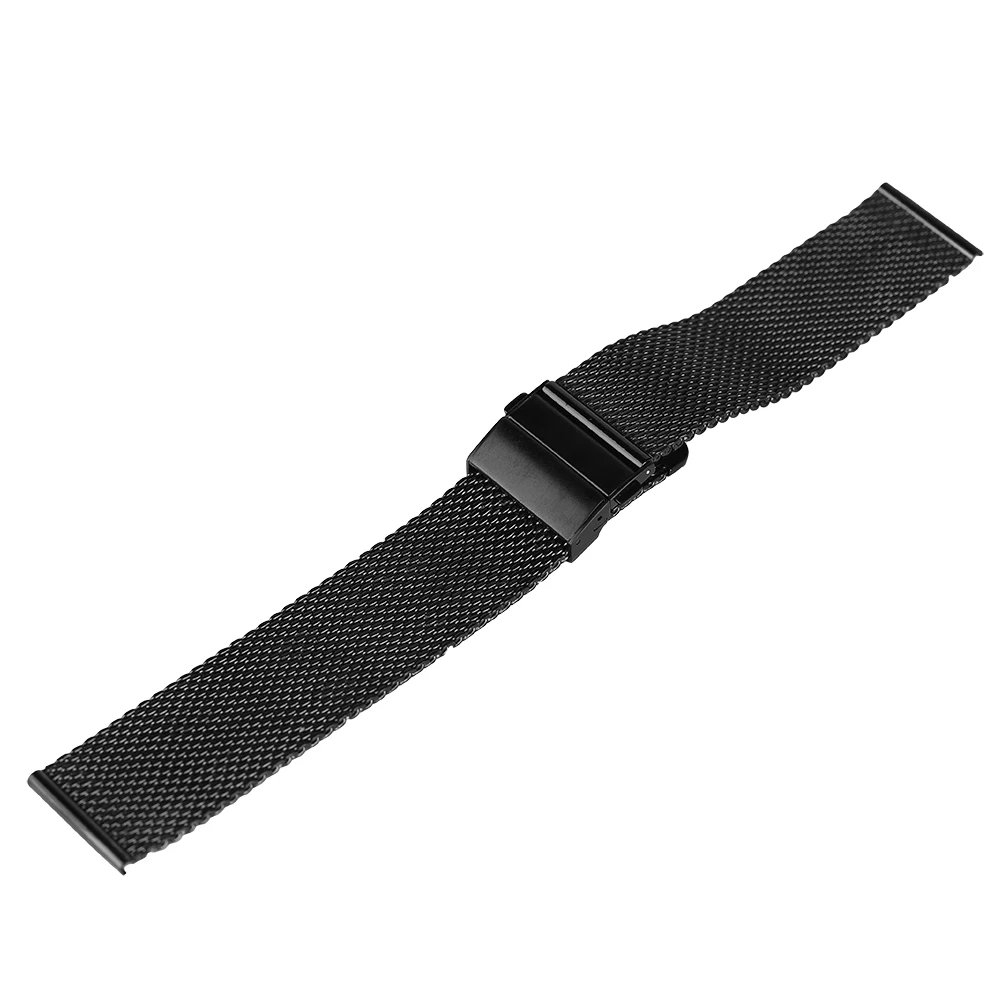 182022 mm Simple Mesh Watch Band Black Silver Replacement Hook Buckle for Men Women Wrist Bands Correa De Reloj (1)