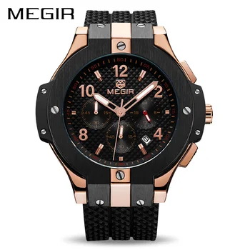 

Men Military Watch Waterproof Chronograph Mens Watches Quartz Top Brand Luxury Silicone Strap Large Dial Army Sport Watch Men