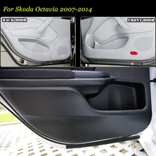 1 компл. подкладке 3D двери из углеродного волокна боковой край анти-удар защиты площадки наклейки для Skoda Octavia 2007