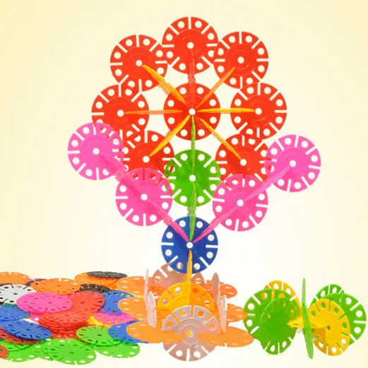 

600PCS/LOT.Plastic snowflake jigsaw puzzle,Early educational toys,Creative developing,Construction puzzle,Mixed color 3cm