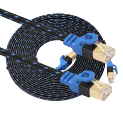 REXLIS волокно сетевой шнур двойной Экранирование CAT7E Интернет сети патч NAS плоский кабель для ноутбука компьютерный маршрутизатор 1-20 м