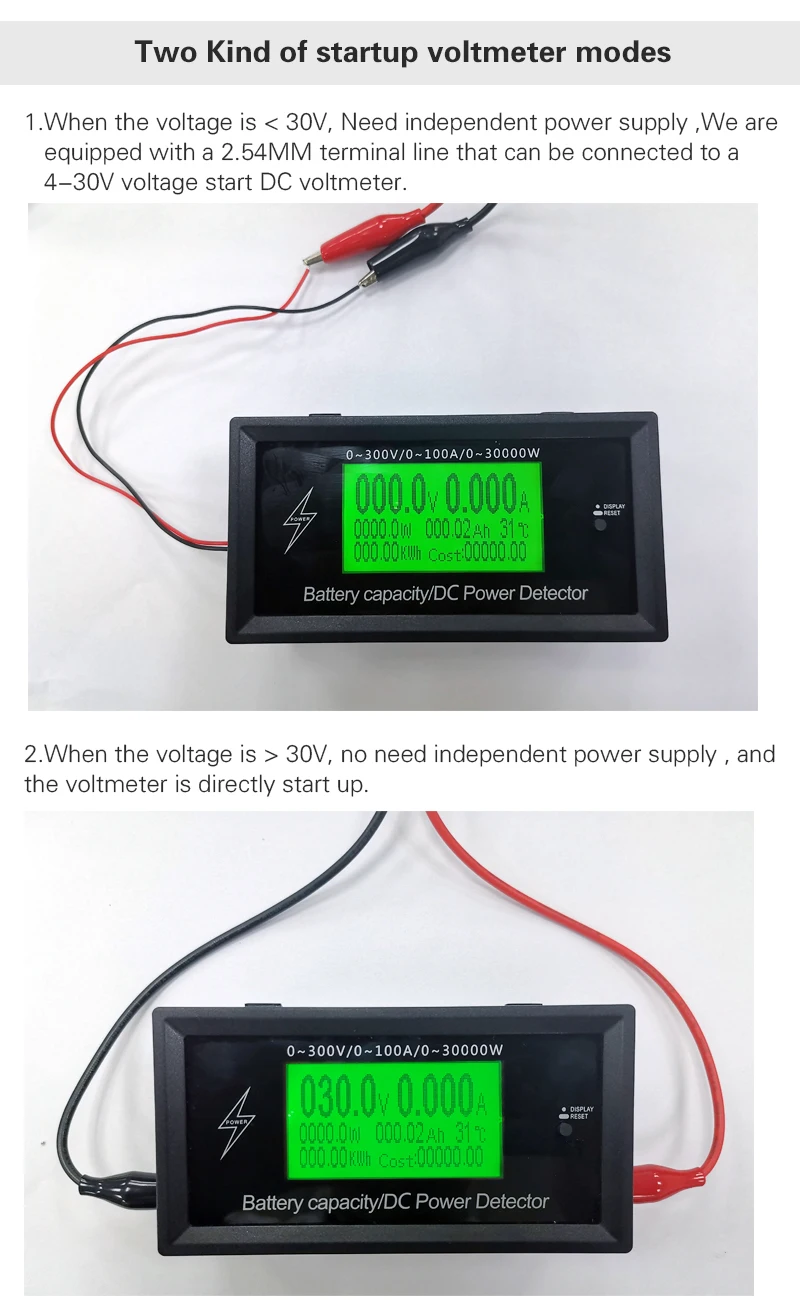300V/100A Digital DC Spannungsprüfer Amperemeter Strommesser Battery Tester 