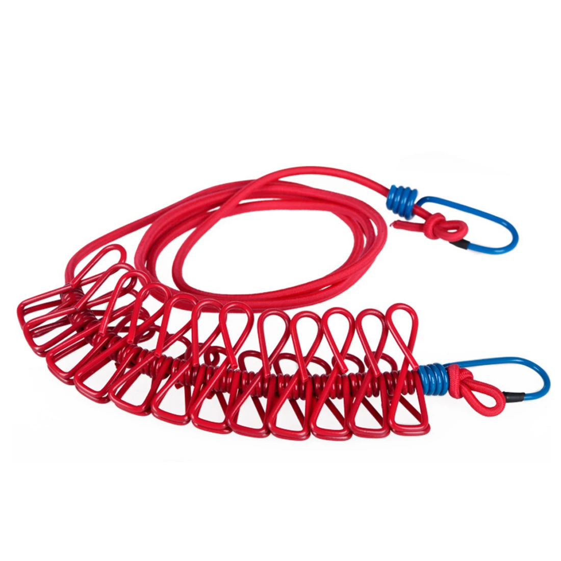 Portable Travel Stretchy Clothesline Outdoor Camping Windproof Clothes Line With 12 Clamp Clips