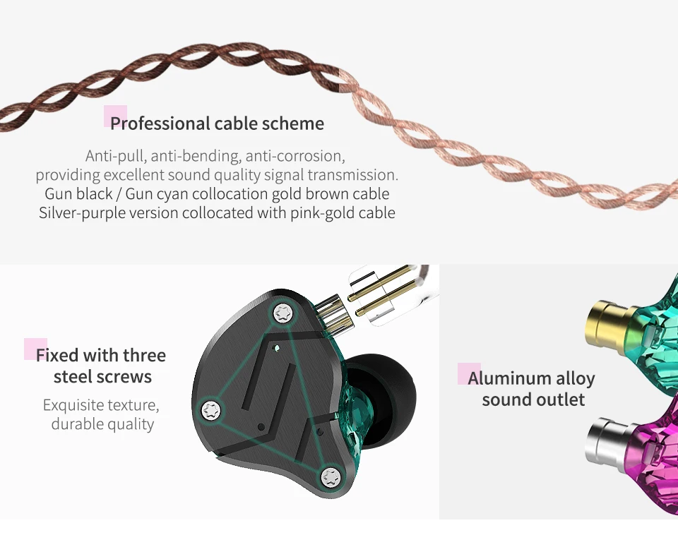 KZ ZSN металлические наушники гибридная технология 1BA+ 1DD HIFI бас наушники в ухо монитор наушники Спорт шумоподавление Гарнитура