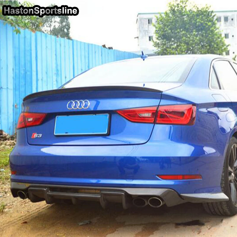 A3 8 V S3 SLine углеродного волокна задний бампер для губ Диффузор для Audi A3-Sline S3 седан 2013-(не подходит стандарт A3