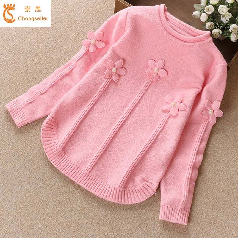 Girls Clothing 2018 Cute Knitted Pullovers Baby Girl Clothes Flowers