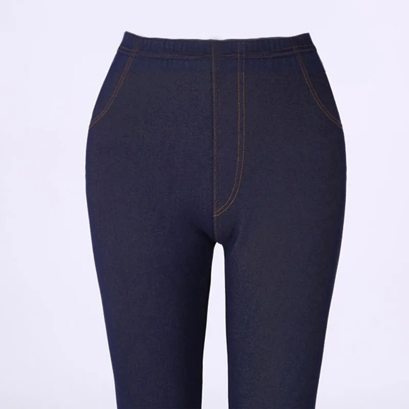 Зимние теплые джинсы леггинсы женские плотные теплые штаны модные флис изнутри джинсовые брюки леггинсы с карманами