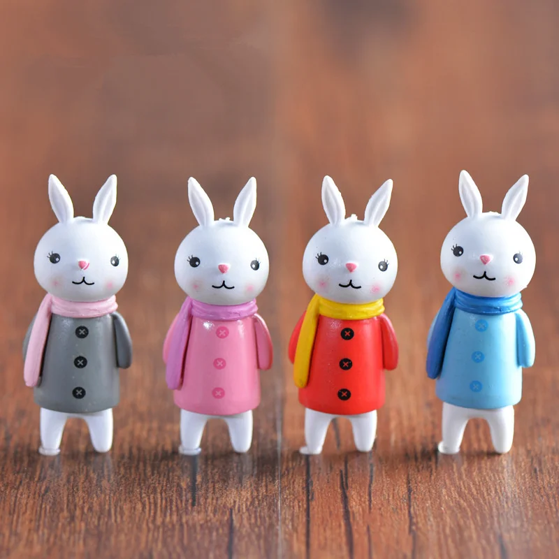 

Dreamme 4 Colors Rabbits Girls 5cm PVC Cute Miniature Figurine Anime Action Figure Toys for Home Garden Decor DIY Accessories