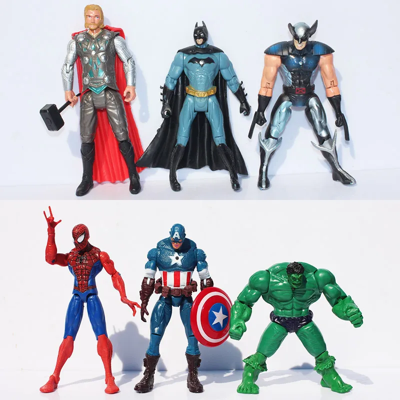 

The Avengers 6" 15cm 1Set 1Set =6pcs Captain America Thor Spiderman Batman Action Figures Toy